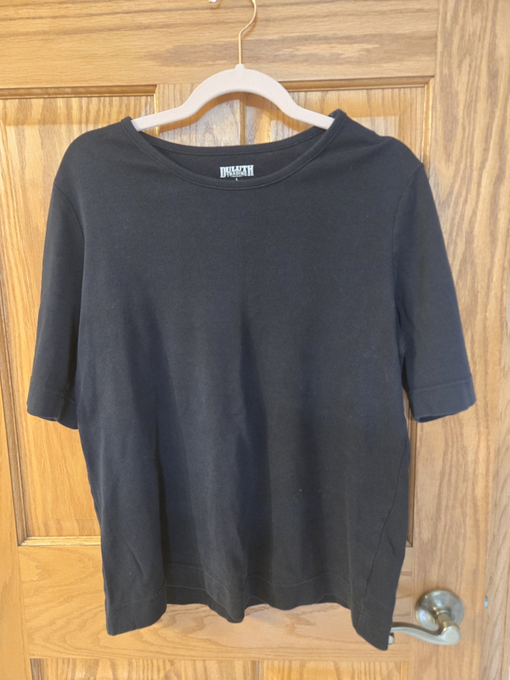 Duluth Trading Co - Womens Long Tail T Elbow Sleeve Size Large-Black 100% Cotton